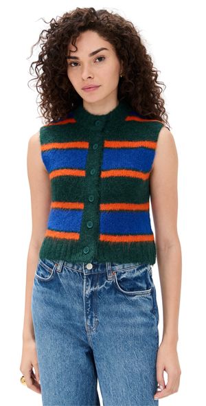 The Tiny Big Sister Striped Vest Bottle Green 36