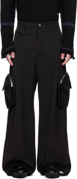 FFFPOSTALSERVICE Pantalon cargo ample noir à glissières