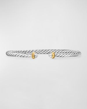 Cable Flex Bracelet with Gemstone in Silver and 14K Gold, 4mm