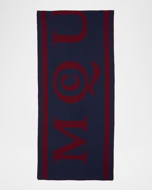 Logo-Print Striped Scarf