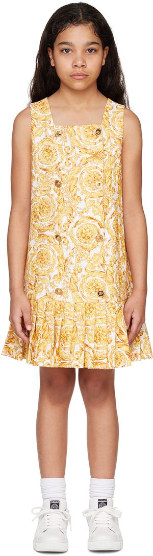Versace Kids White Barocco Dress