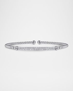 14K White Gold Bujukan Diamond Bar Split Bangle