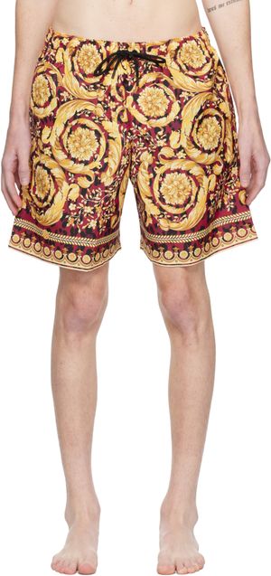 Versace Underwear Maillot de bain doré et rouge à motif Wild Barocco