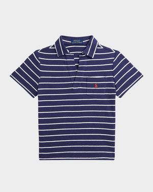 Boy's Linen Striped Polo Shirt, Size 2-7