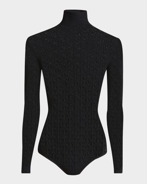 Geometric Lace High-Neck Bodysuit