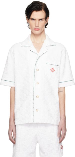 Casablanca Short blanc cassé en tissu éponge à monogrammes