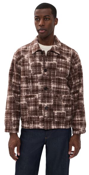 Universal Works Rams Check Fleece Jacket Sand S