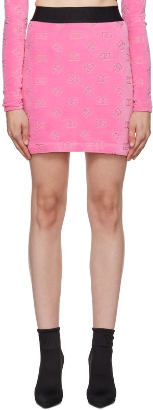 Dolce&Gabbana Pink Flocked Miniskirt