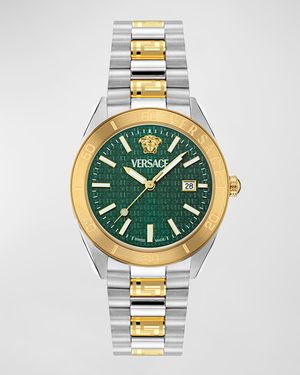 Men's V-Dome Two-Tone Bracelet Watch, 42mm