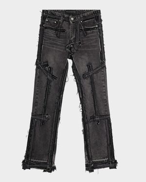 Men's Exposure Patchwork Slim-Fit Jeans