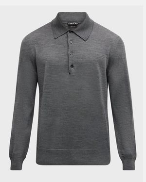 Men's Fine-Gauge Wool Polo Sweater