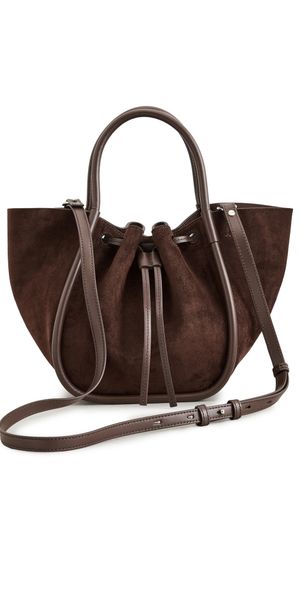 Proenza Schouler Small Ruched Tote In Soft Suede Chocolate One Size