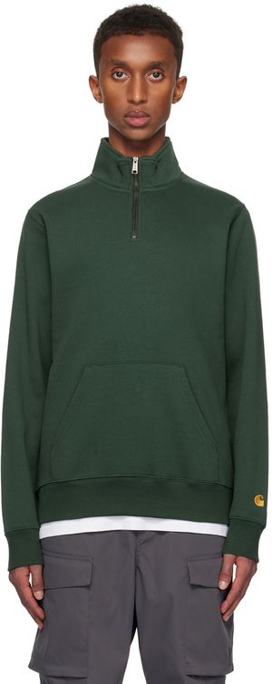 Carhartt Work In Progress Pull molletonné vert à demi-glissière - Chase