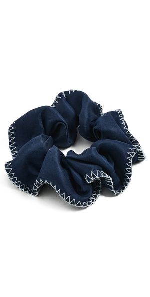 LELET NY Erin Whipstitch Scrunchie Navy One Size