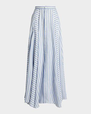 Shamus Umbrella Striped Linen Maxi Skirt