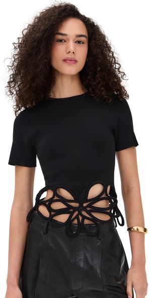 Cult Gaia Eres Knit Top Black L