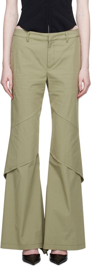 Dion Lee Khaki Draped Trousers