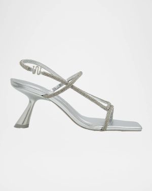 Reina Rhinestone Metallic Leather Sandals