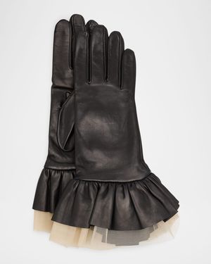 Issey Tulle Leather Gloves
