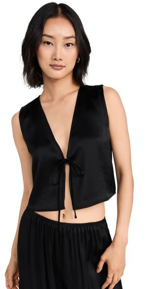 Leset Barb Tie Top Black L