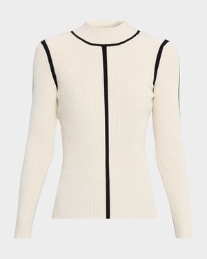 The Chani Mock-Neck Contrast-Trim Sweater