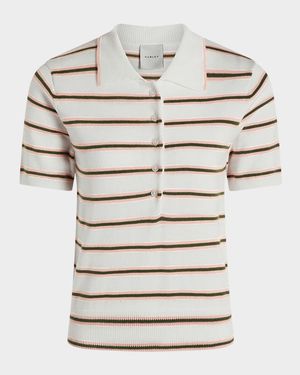 Faustine Striped Fine-Knit Polo