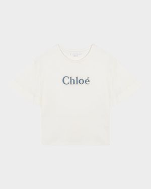 Girl's Denim Embroidered Logo-Print T-Shirt, Size 8-14
