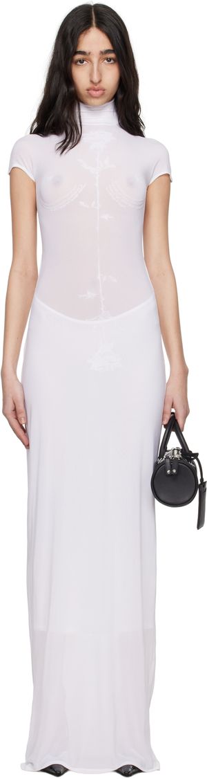 Jean Paul Gaultier White Light Viscose Jersey Sleeveless Maxi Dress