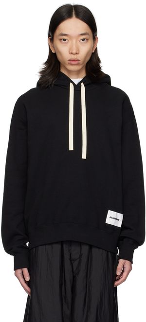 Jil Sander Black Logo Patch Hoodie