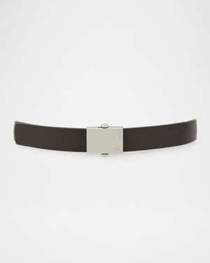 Men's Square-Buckle Reversible Leather Belt