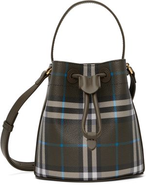 Burberry Gray Mini Check Bucket Bag