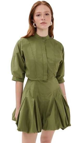 SIMKHAI Effie Bubble Mini Dress Olive 0