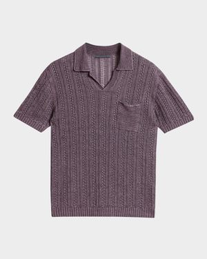 Men's Odin Textured Linen Polo Sweater