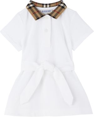 Burberry Baby White Check Collar Cotton Polo Shirt Dress