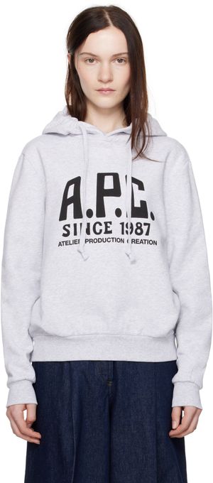 A.P.C. Gray Print Label Hoodie