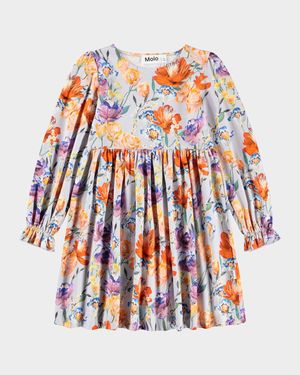 Girl's Camie Floral Cotton Dress, Size 3T-6