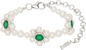 VEERT White Gold 'The Trio Flower Pearl' Bracelet