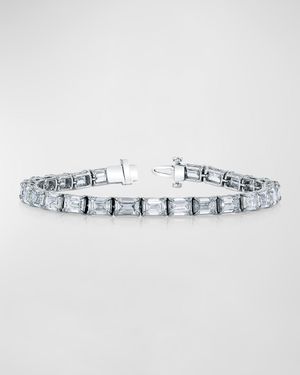 Platinum East-West Prong-Set Diamond Tennis Bracelet, 7.05tcw, 7"L