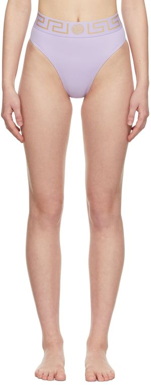 Versace Underwear Purple Medusa Band High Waist Bikini Bottom