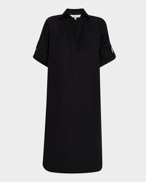 Tab-Sleeve Cotton Dress