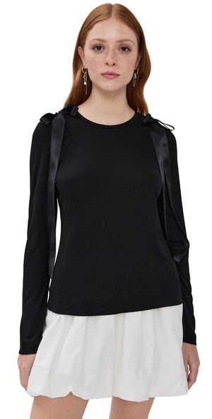 Simone Rocha Bow Ribbon Tail Long Sleeve T-Shirt Black M