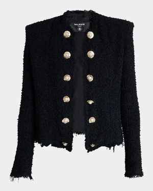 Two-Tone Button Tweed Spencer Jacket