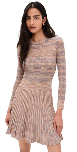 Shoshanna Martha Dress Tan/Slate Blue/Burnt Umber XL