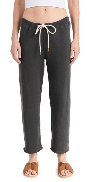 THE GREAT. The Wide Leg Cropped Sweatpants Washed Black 2