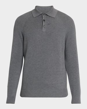 Men's Cotton English Rib Knit Polo Sweater