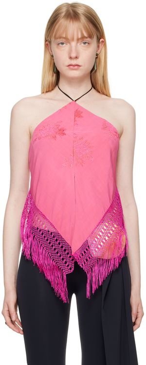 Conner Ives Camisole de style châle de piano rose