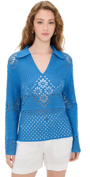 RAILS Louiza Crochet Sweater French Blue L