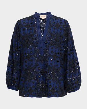 Rylie Broderie Anglaise Peasant Top