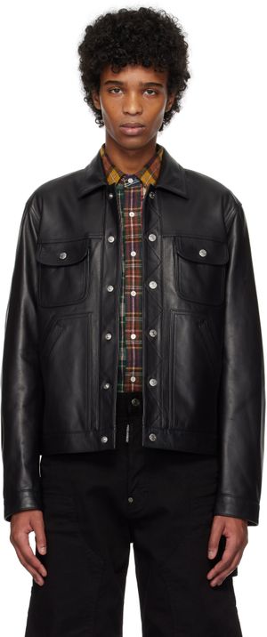 Dsquared2 Black Boxy Jean Leather Jacket