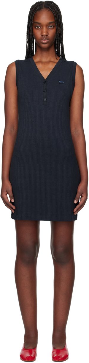 Maison Kitsuné Blue Baby Fox Patch Ribbed Minidress
